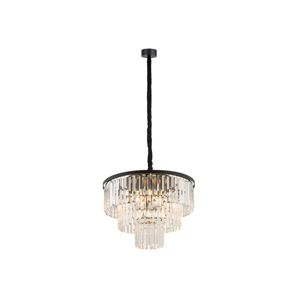 Żyrandol wiszący CRISTAL BLACK M szer. 56cm 9xE14 | czarny 7616