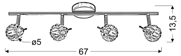 Nowoczesna lampa sufitowa/ścienna BOMBOLA listwa 94-70319 chrom 4xG9