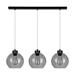 Lampa Wisząca Canberra 3xE27 Maks. 60W Czarny Metal/Przezroczysty Kabel PCV/Szkło Dymne 5500056