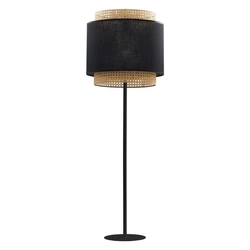 Lampa podłogowa rattanowa abażur BOHO BLACK wys. 145cm | czarny 5568
