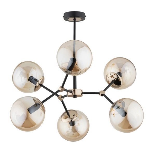 Lampa sufitowa ALFA FOTON MIX CZARNO-ZŁOTA 6xE14 58cm | 63121
