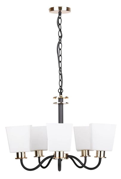 Lampa wisząca SCHUBERT 35-74249 czarny/złoty/biały 5x40W E27