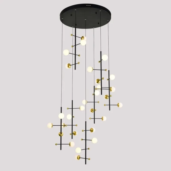 Lampa wisząca Helmond wys. cał. 180cm 89W 28xLED ciepła biel 3000K | czarny