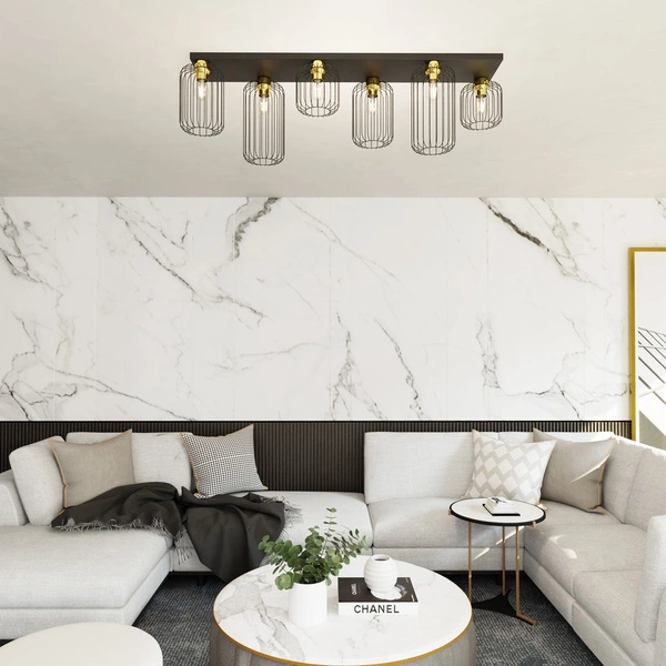 Lampa sufitowa Emibig BARN 6 BL GOLD 1366/6