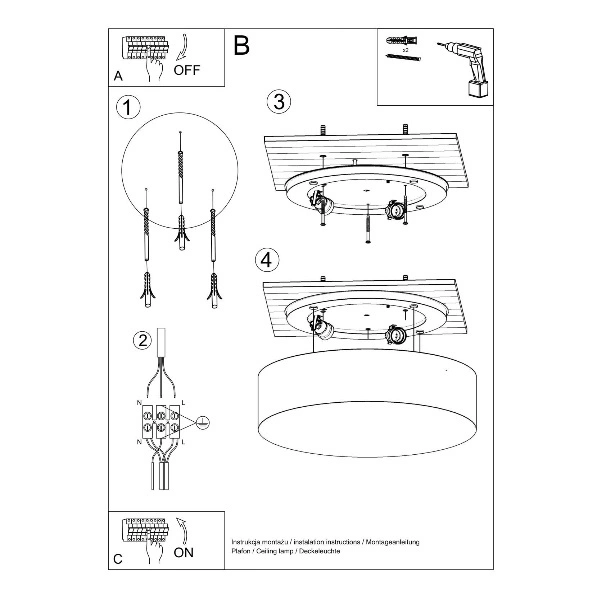 Plafon Arena 45 trzy punktowy stal biała PVC 15W LED, SL.0126