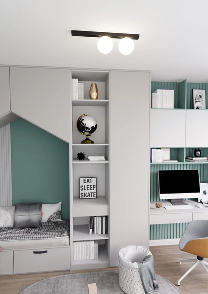 Lampa sufitowa Emibig FIT 2 Czarny/OPAL 1124/2