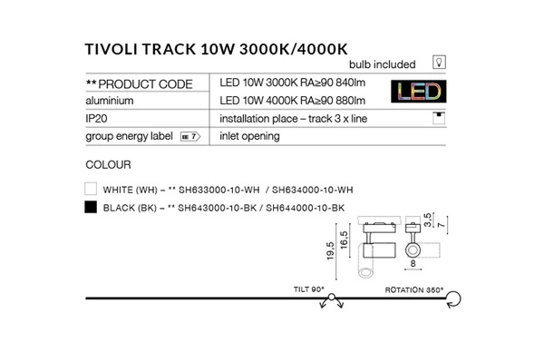 Azzardo TIVOLI TRACK 3LINE 10W 4000K WH 2223