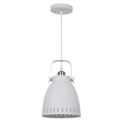 Lampa wisząca FRANKLIN śr. 21cm E27 | biały/nikiel satynowany