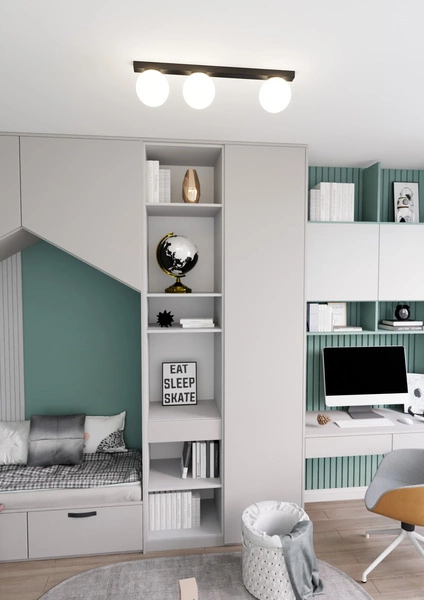 Lampa sufitowa Emibig FIT 3 Czarny/OPAL 1124/3