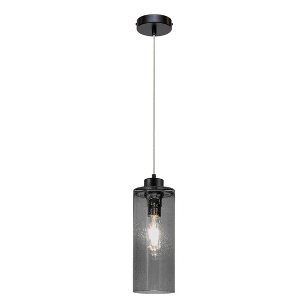 Lampa Wisząca Zefir 1xE27 Max.60W Czarny Metal/Przezroczysty Kabel PCV/Szkło Dymne 113870104