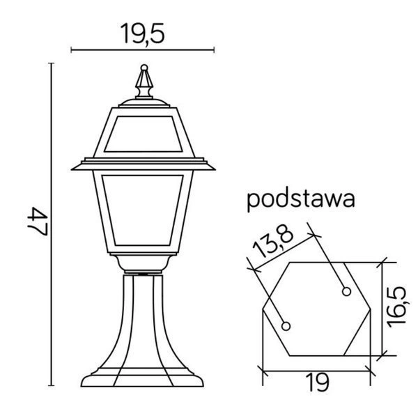 Witraż lampa stojąca ogrodowa K 4011/1/N | czarny