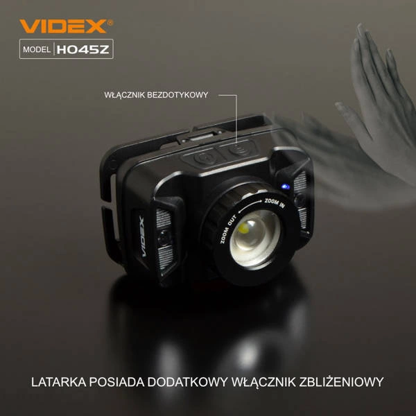 Latarka LED czołowa 5W IP65 5000K ZOOM zasięg 53m | czarny