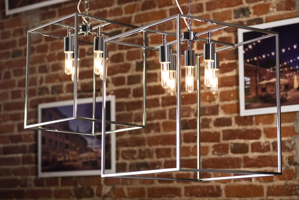 Lampa wisząca Telaio 5xE27 Max.60W Chromowany metal/przezroczyste szkło 9127528