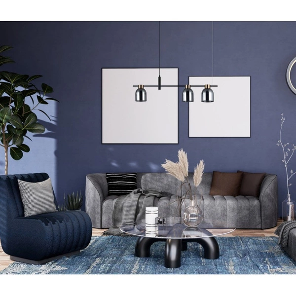 Lampa wisząca Servio dł. 91cm 3xE14 | czarny/grafitowy