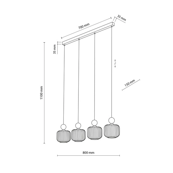 BALLO LAMPA WISZĄCA 4XE14