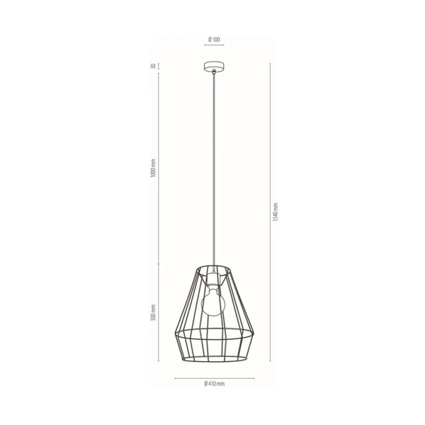 Lampa wisząca Endorfina 1xE27 Max.60W Dąb olejowany/Czarny metal/Czarny kabel z tkaniny 132219104