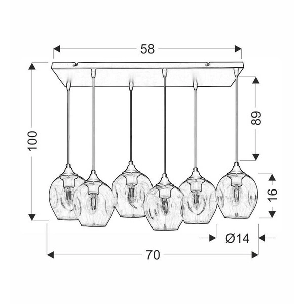 Lampa wisząca ASPA, czarna z brązowymi kloszami, 6x40W E27
