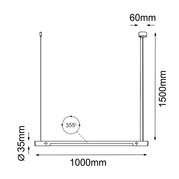 Lampa wisząca Ibara Z - Czarna (1000 mm) 5053 Antigo