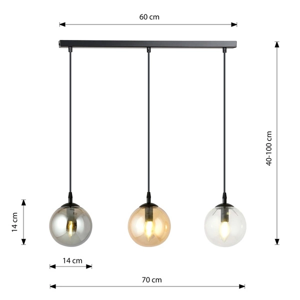 Lampa wisząca Emibig COSMO 3 BL MIX 714/3