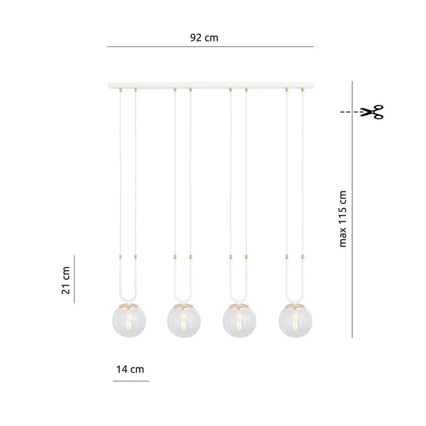 Lampa wisząca Emibig GLAM 4 Biały/TRANSPARENT 1116/4