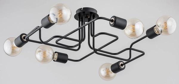 Lampa sufitowa ALFA HOOK CZARNA 6xE27 53cm | 24746