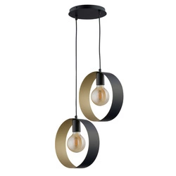 Stylowa lampa wisząca biura i domu HAPPY E27 60W szer. 38cm | czarny złoty