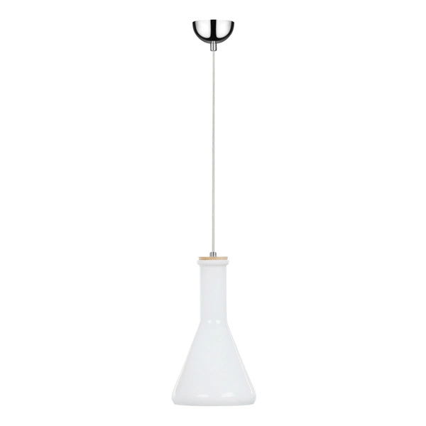 Lampa wisząca Bottles 1xE27 Max.60W Chromowany metal/Biały kabel z tkaniny/Białe szkło 1148102