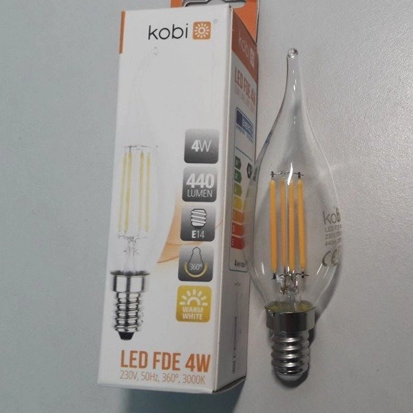 Żarówka ozdobna FILAMENT LED E14 4W ciepła 3000K świeczka płomyk