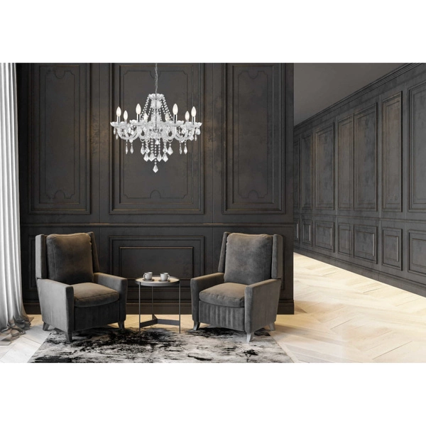 Lampa wisząca CRISTALLO V, chrom/transparentny, 5x60W E14