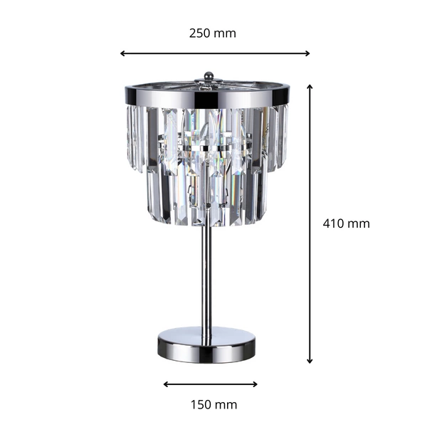 Lampa stołowa VETRO, chrom/transparentny, 1x60W E14