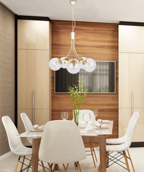 Lampa wisząca DANI, 35-79275, złoty/transparentny, 5x40W E14