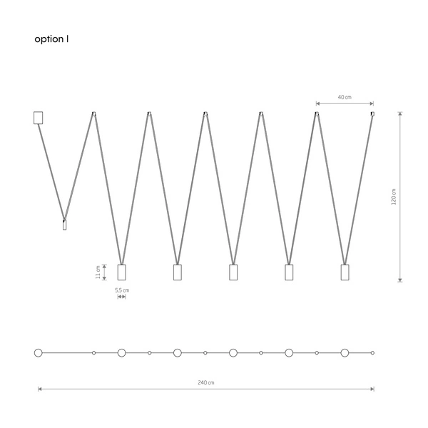 Lampa wisząca regulowana MORE EYE V 200cm 5xGU10 | czarny 7825