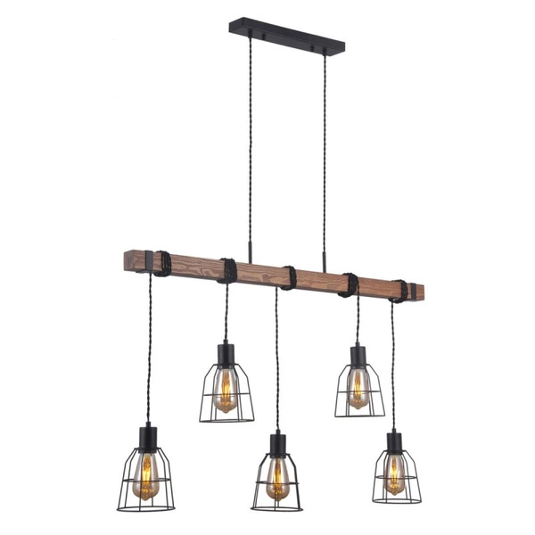 Drewniana lampa wisząca LOFT Reda PND-4793-5-L | Czarna