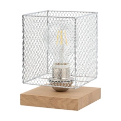 Lampa stołowa Norman Wood 1xE27 Max.25W Dąb olejowany/Chromowany metal/Przezroczysty kabel PVC 9175974