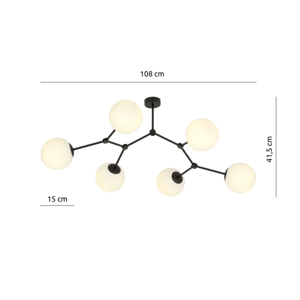Lampa sufitowa Emibig SPACE 6 Czarny/OPAL 1133/6