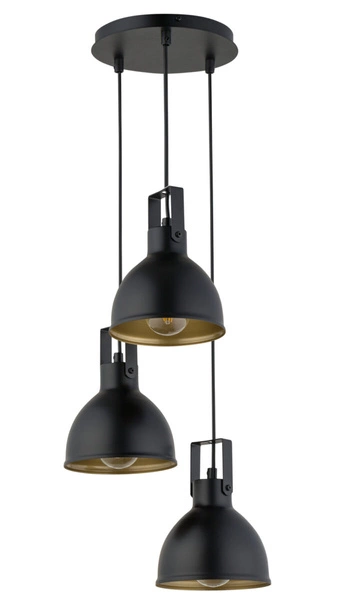 Stylowa lampa wisząca biura i domu MARS zwis koło 3 Czarny złoty