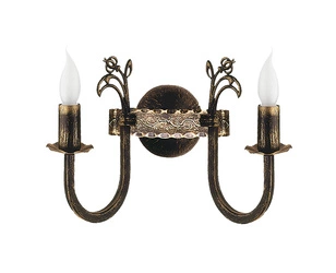 Klasyczny Kinkiet KORONA wys. 25cm 2xE14 11W IP20 | Brązowy ręcznie patynowany