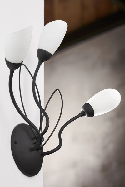 Klasyczny Kinkiet GLORIOSA wys. 44cm 3xG9 14W IP20 | czarny mat