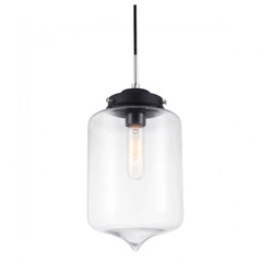 Lampa wisząca TUBE śr. 17cm E27 | czarny/transparentny