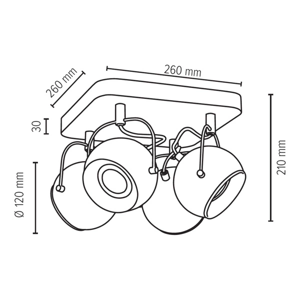 Ball Wood Lampa Sufitowa Incl. 4xLED GU10 5W Dąb Olejowany/Satyna 5131474