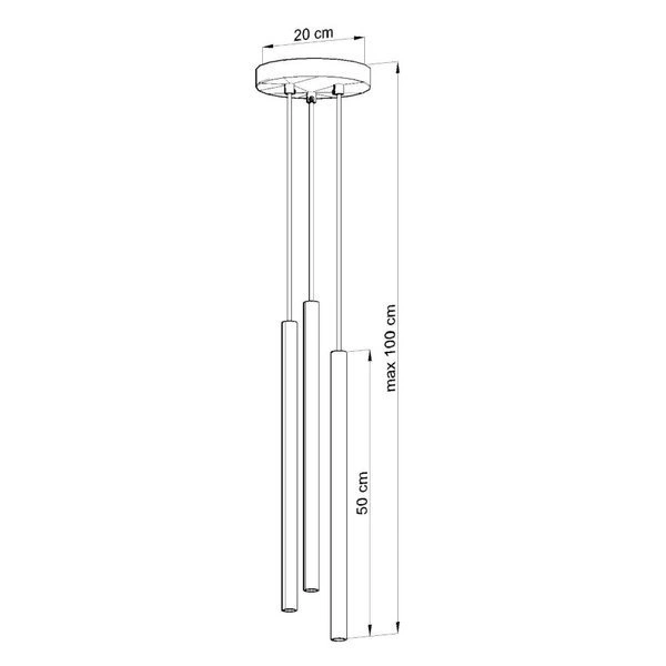 Lampa Wisząca PASTELO 3P Czarna Stal, SL.0471