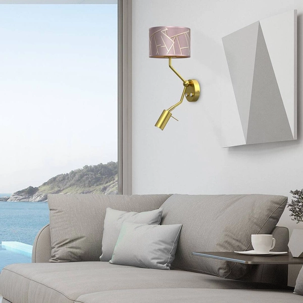 Kinkiet ZIGGY PINK, MLP7584, różowy/złoty, 1x60W E27 + 1x8W mini GU10