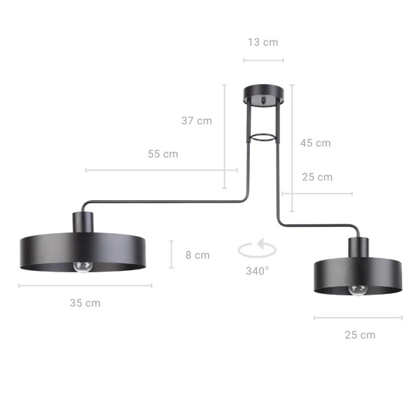 Nowoczesna lampa sufitowa VASCO 2 czarny 31551