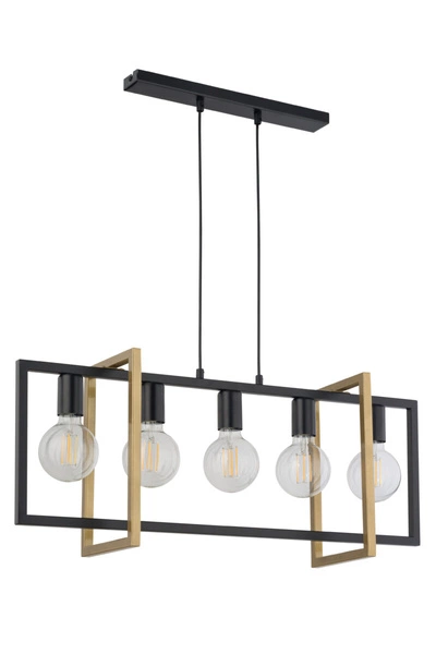 Nowoczesna lampa wisząca EDEN 5x E27 60W szer. 76cm | czarny złoty