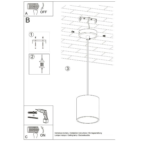 Lampa wisząca Sollux ORBIS 1 aluminium biały 12W LED, SL.0053