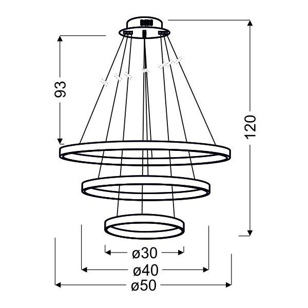 Nowoczesna lampa wisząca LUNE 50 LED POTRÓJNA chrom 60W barwa neutralna 4000K 33-64738