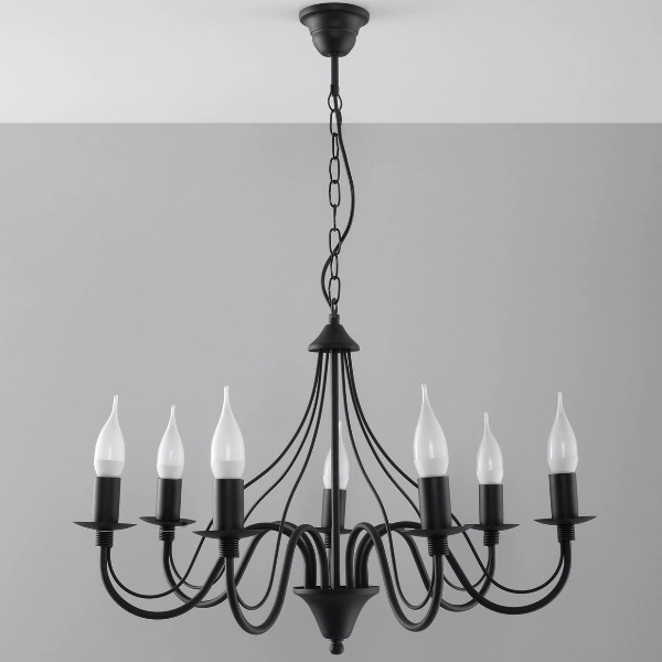 Klasyczny żyrandol MINERWA 7 SL.0219 Czarny 7xE14