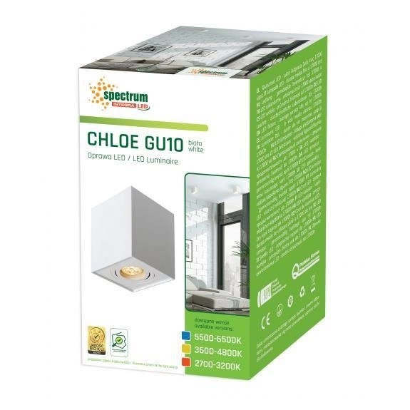 CHLOE GU10 IP20 KWADRATOWA BIAŁA OCZKO REGULOWANE