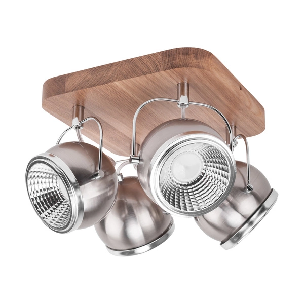 Lampa sufitowa z drewna Ball w zestawie 4xGU10 6W LED Olejowany Dąb/Satynowany Metal/Chromowany Metal 5031474