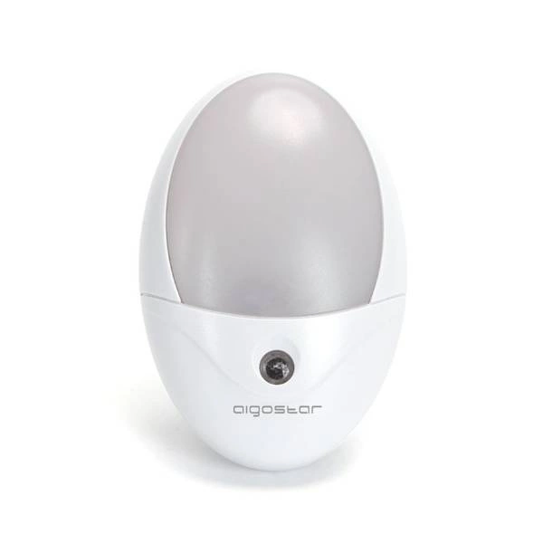 Lampka nocna wtyczkowa LED 1W 6500K czujnik lux dzień noc | biała